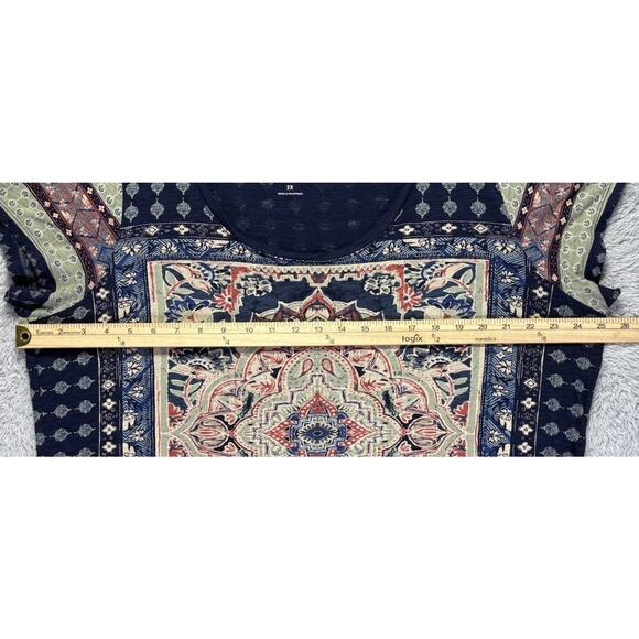Lucky Brand Top Tee Shirt Persian Carpet Navy 2X plus Short Sleeves Modal Blend - Picture 6 of 10